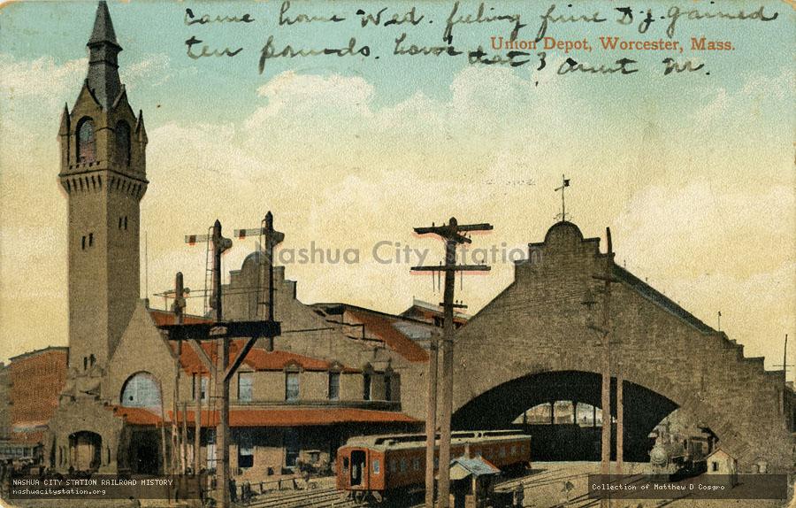 Postcard: Union Depot, Worcester, Massachusetts